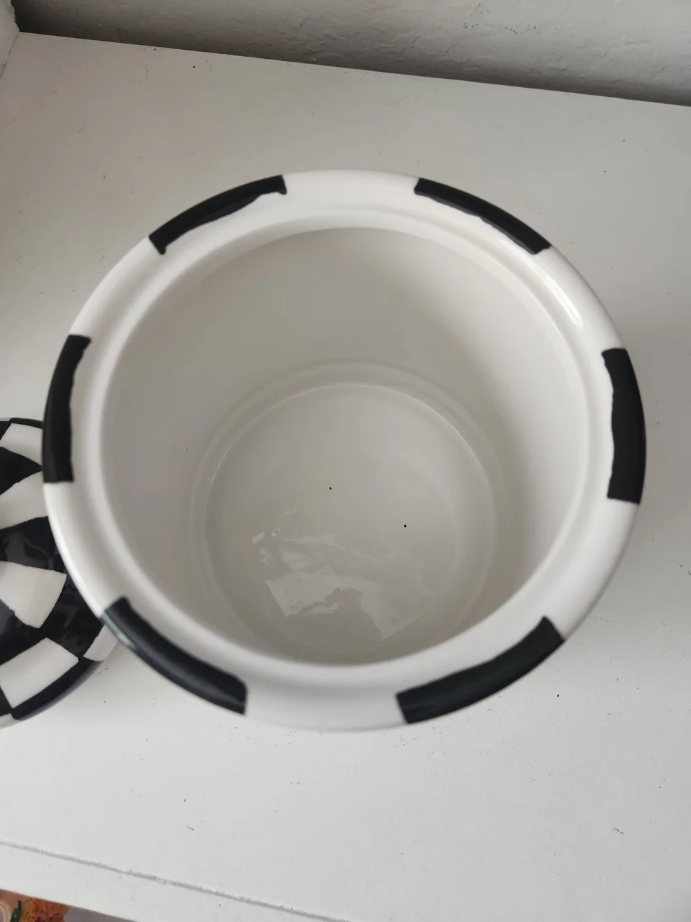 Black & White Check Ceramic Canister with Gold Knob